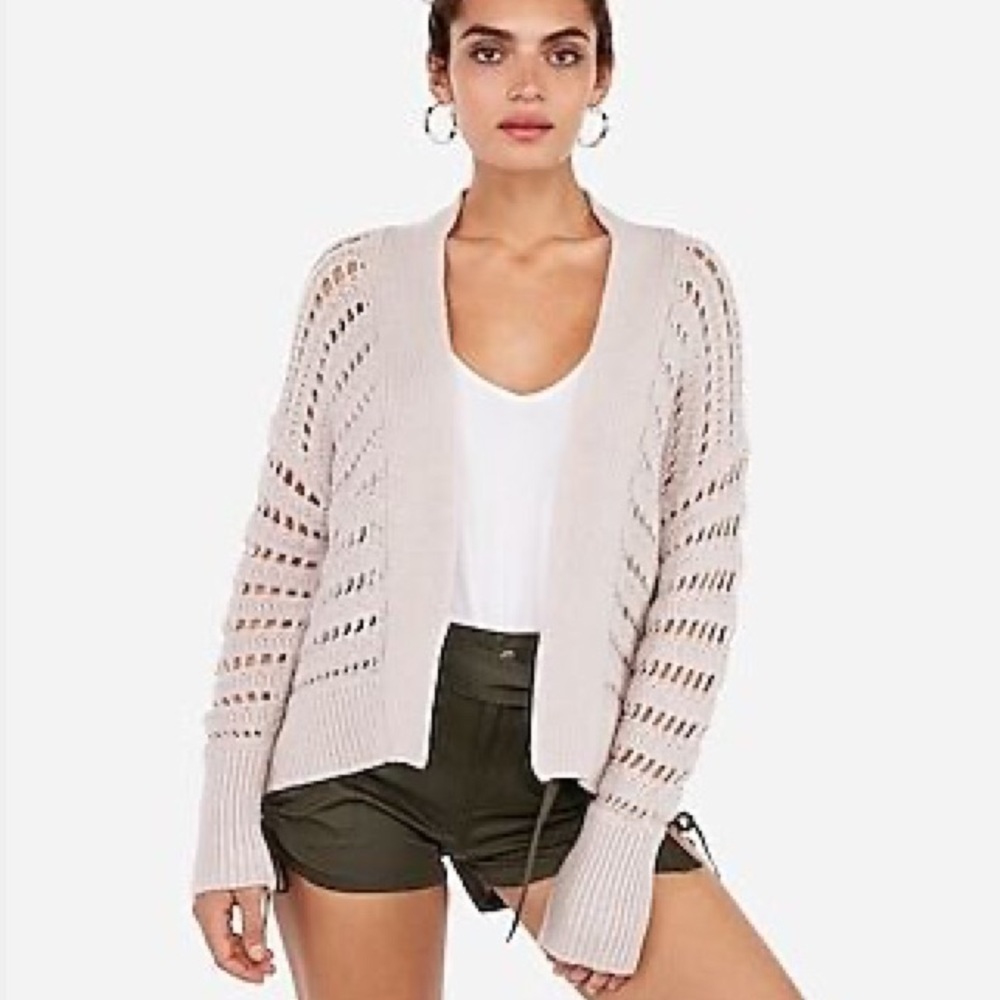 NWT Express Open Front Crochet Cardigan